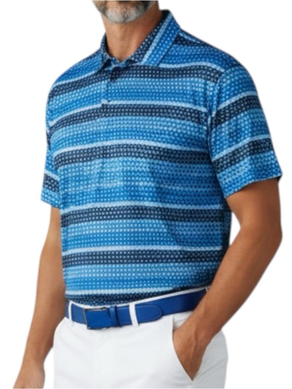 Etonic Mens Polo Golf Shirt Short Sleeve  Blue Geometric Sz L